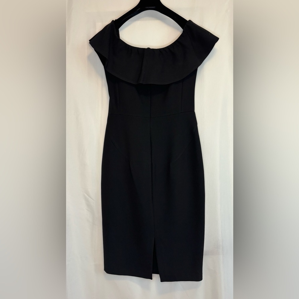 Zara Off Shoulder Classic Midi Cocktail Dress, Black, size M - Picture 2 of 6